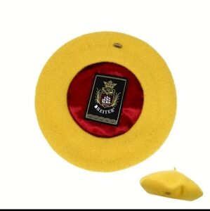 Yellow Wool Beret with Satin Lining